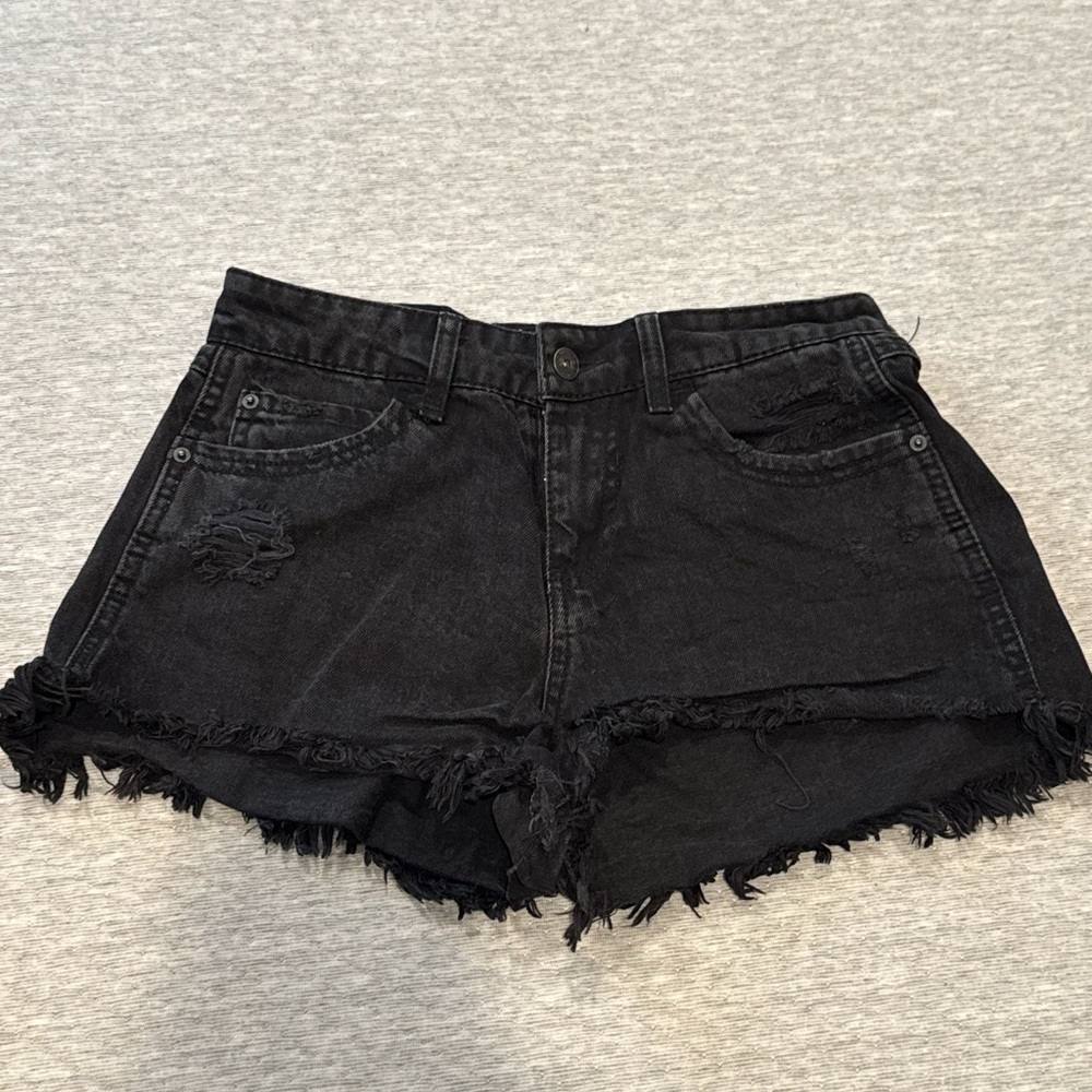 Vanilla Star Black Distressed Jean Shorts